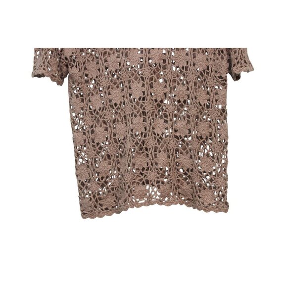 Vintage Open Knit Cardigan Large Ramie Cotton Crochet Floral Boho Cottagecore - Picture 12 of 12